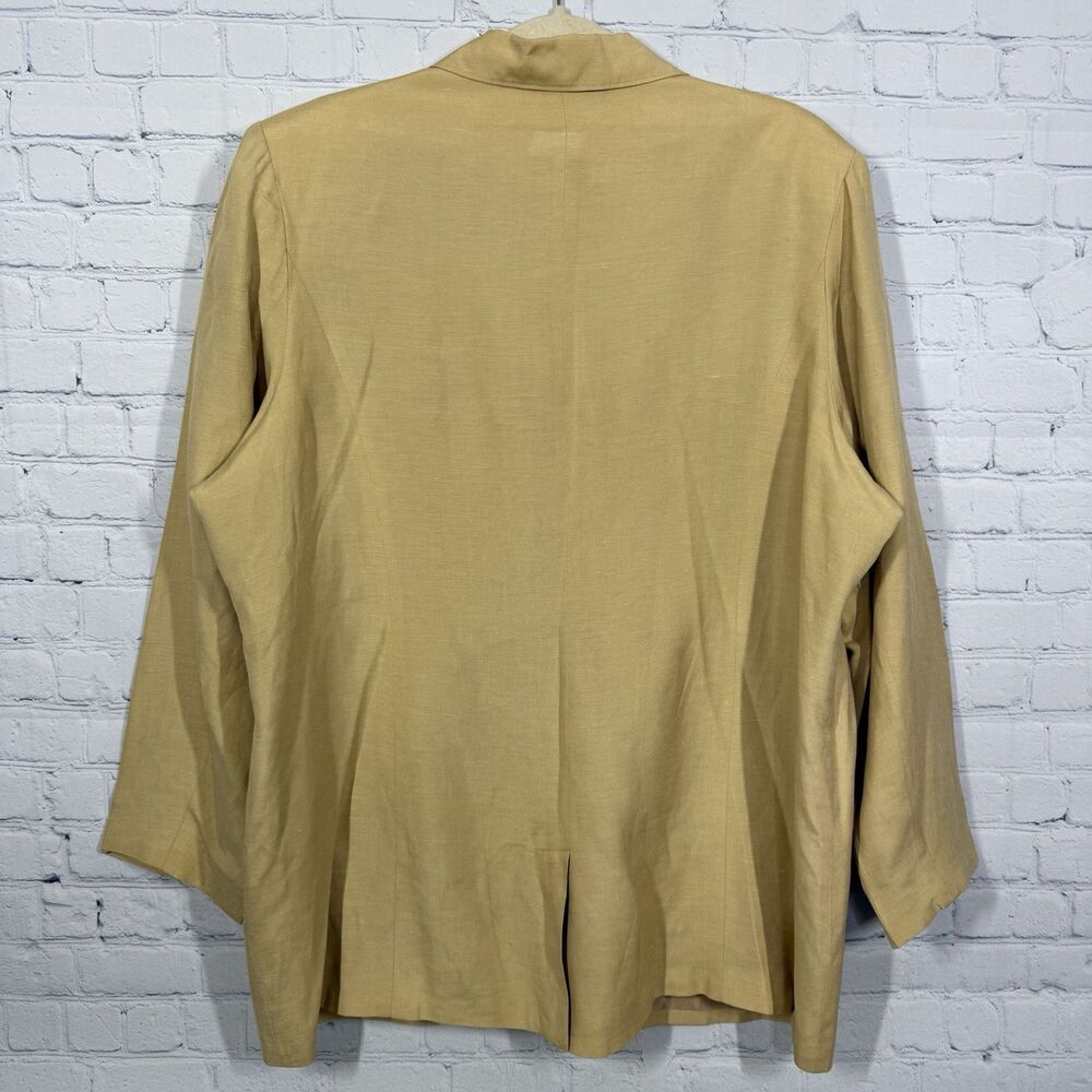 Terry Lewis Silk Linen Blazer Womens 1X Tan Beige Lightweight Oversized Jacket - Picture 5 of 11